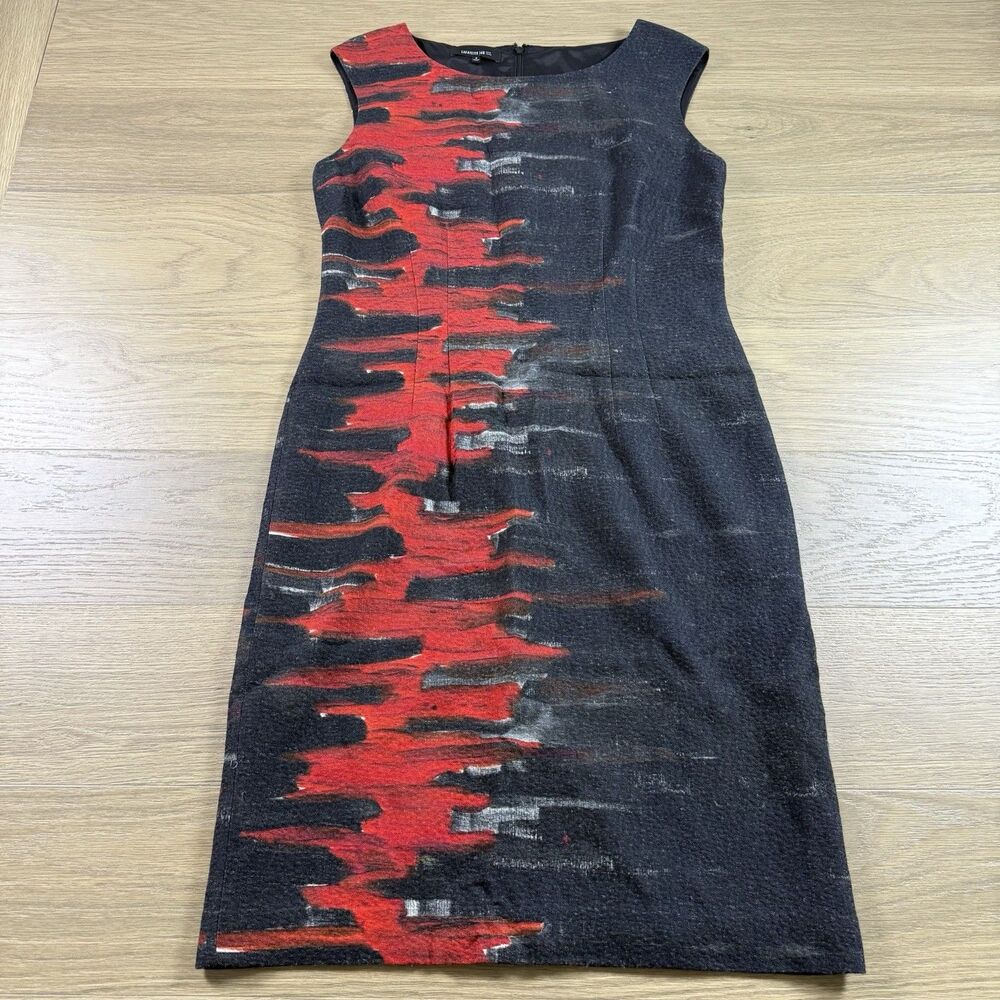 Lafayette 148 Dress Women 8 Fitted Sheath Sleeveless Abstract Pixlated Twill